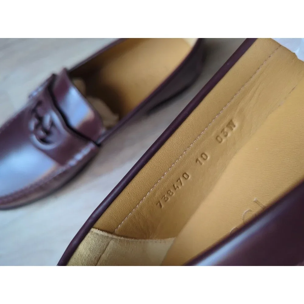 Gucci GG Interlocking Leather Loafers Bordeaux Mens 10